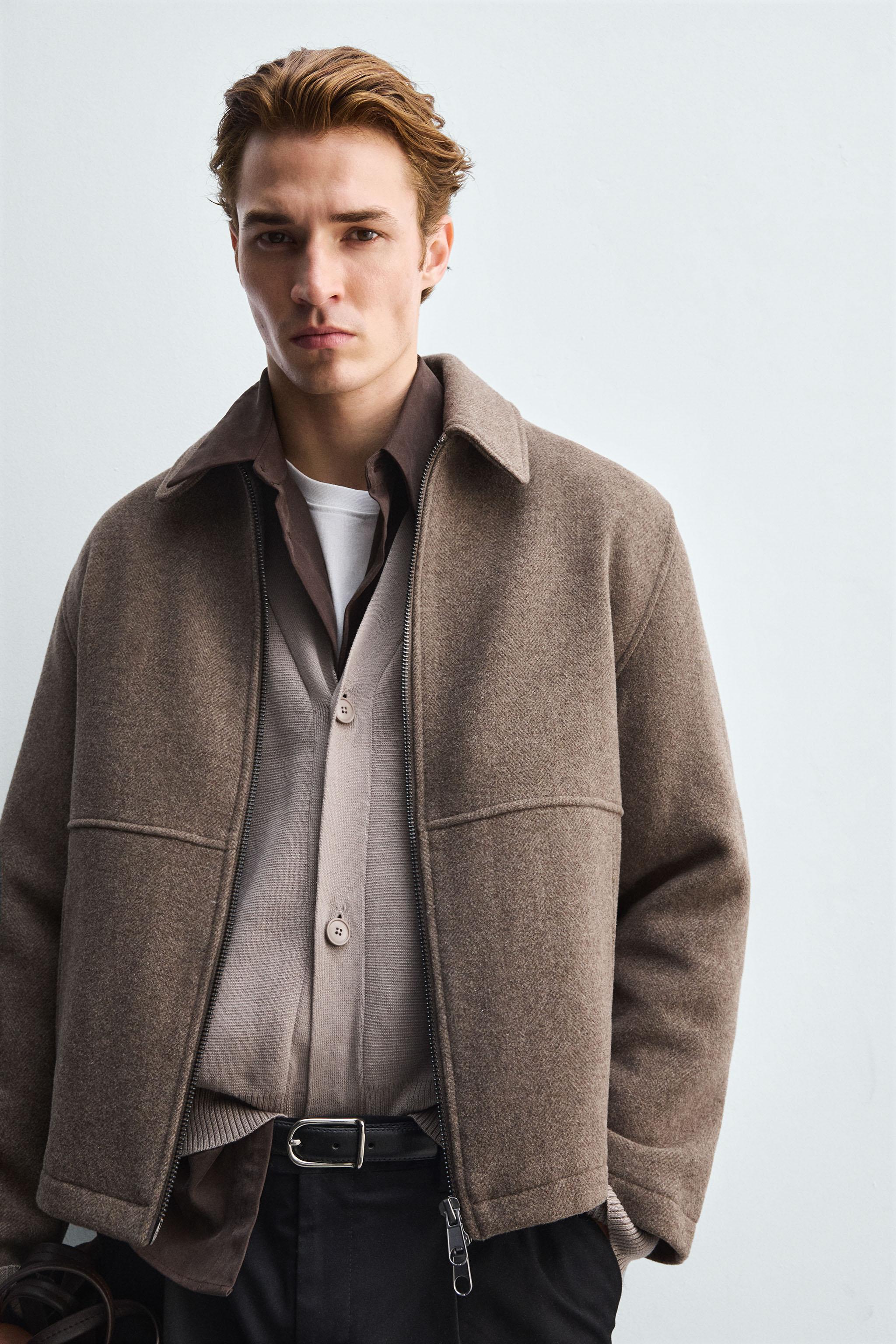 ZIPPERED TEXTURED JACKET - Brown | ZARA United States