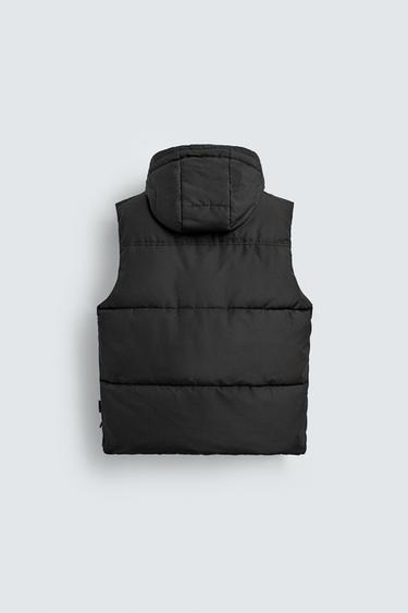 GILET SANS MANCHES MATELASSÉ À CAPUCHE - Noir de Zara - Image 8