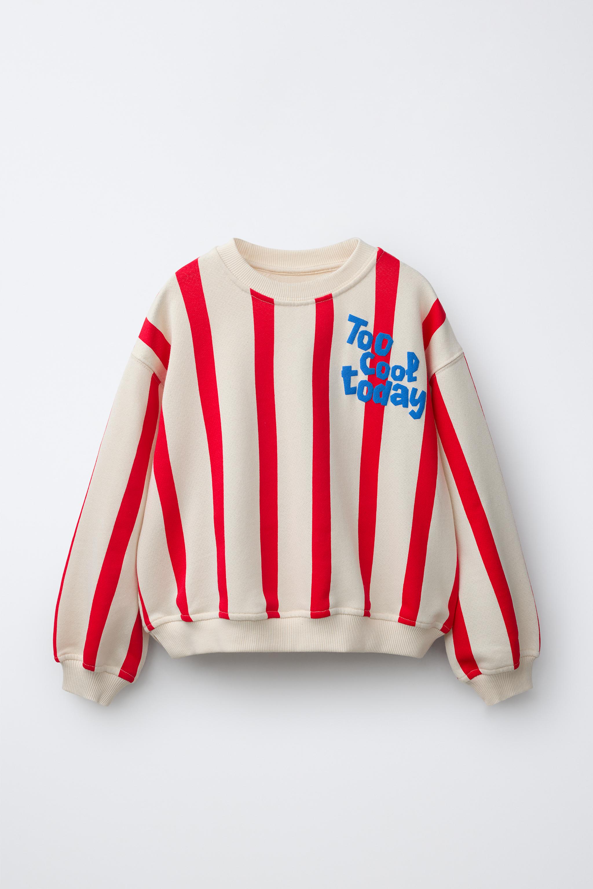 Zara STRIPED SWEATSHIRT WITH RAISED TEXT — фото 2