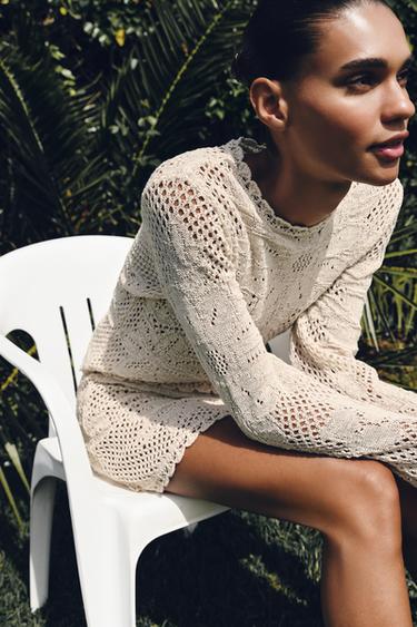 POINTELLE KNIT MINI SKIRT - Sand by Zara