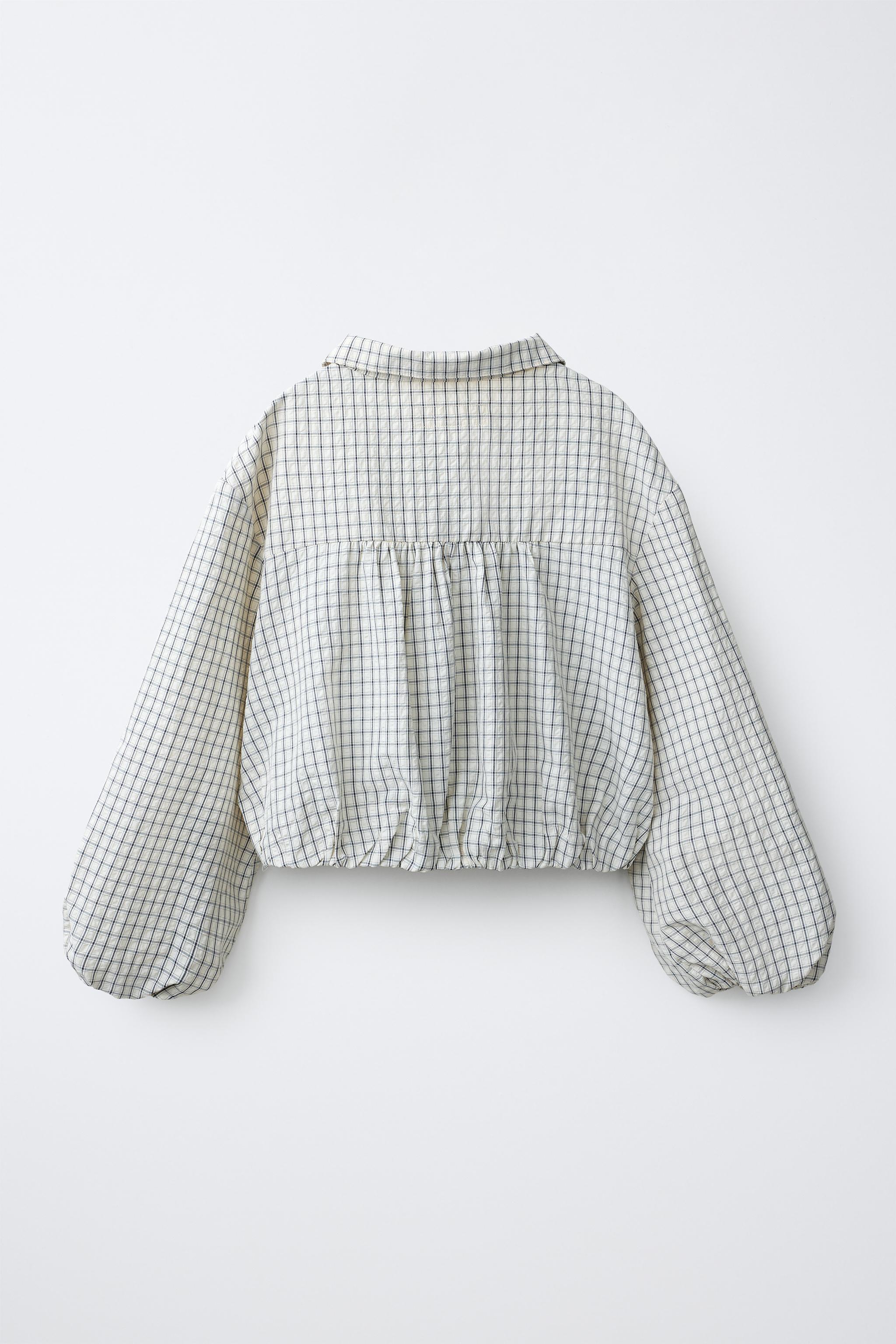 PLAID BALLOON SHIRT - Ecru / Black | ZARA United States