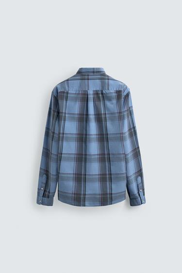 CHEMISE REGULAR FIT À CARREAUX - Bleu de Zara - Image 7