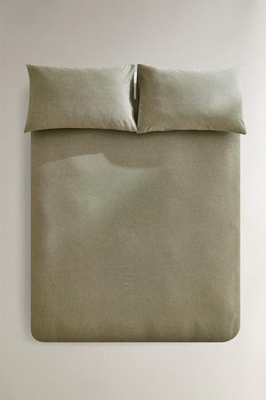 DYED THREAD CHECK CHRISTMAS DUVET COVER - Green by Zara