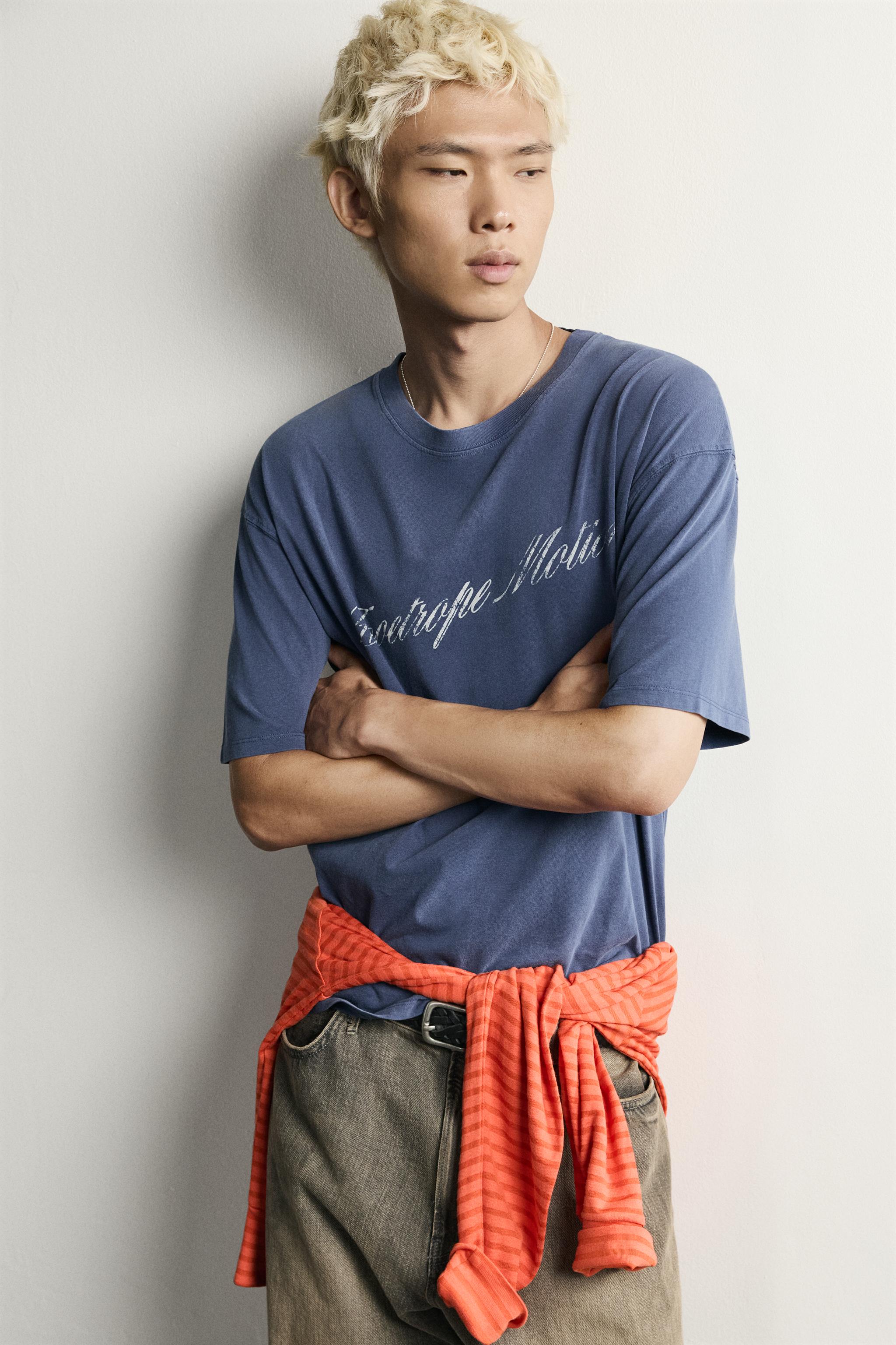 Мужские футболки Zara WASHED PRINT BOXY FIT T-SHIRT — фото 5