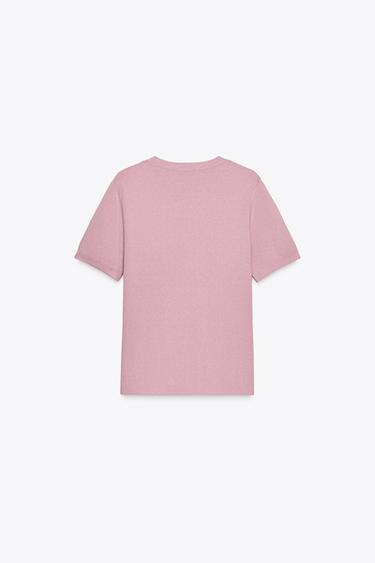 SOFT-TOUCH SHORT SLEEVE KNIT TOP - Mauve by Zara - Image 8