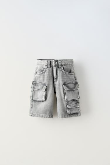BERMUDA DENIM MULTIBOLSILLOS - Gris medio de Zara