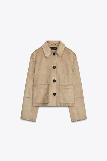 CAZADORA EFECTO ANTE - Tostado de Zara