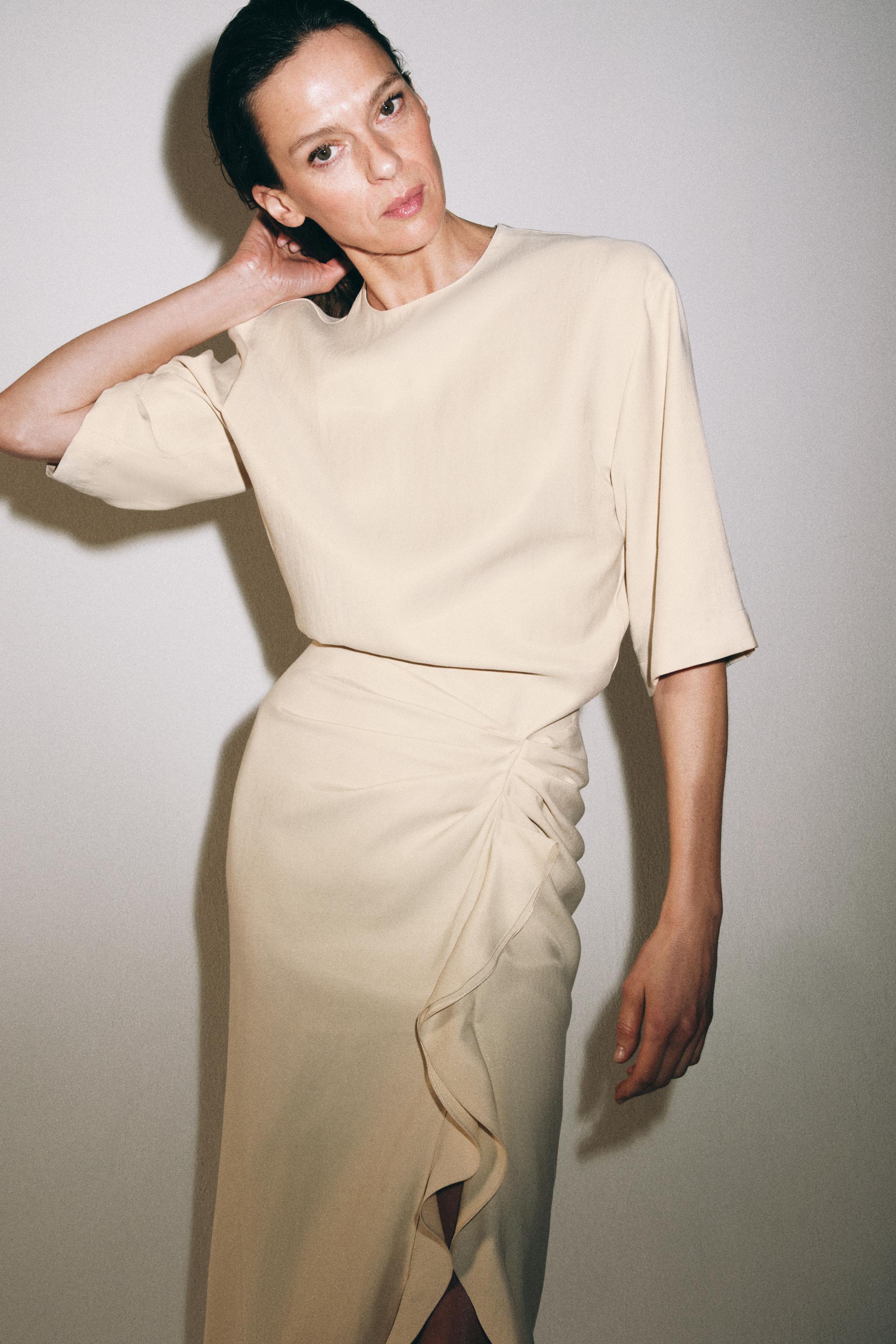 ZW COLLECTION DRAPED MIDI DRESS
