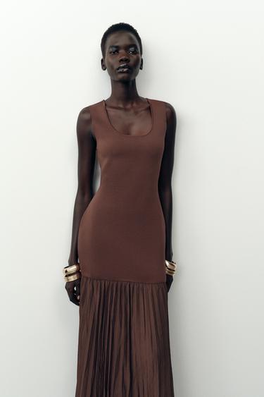 CONTRAST KNIT DRESS - Light brown by Zara - Image 1