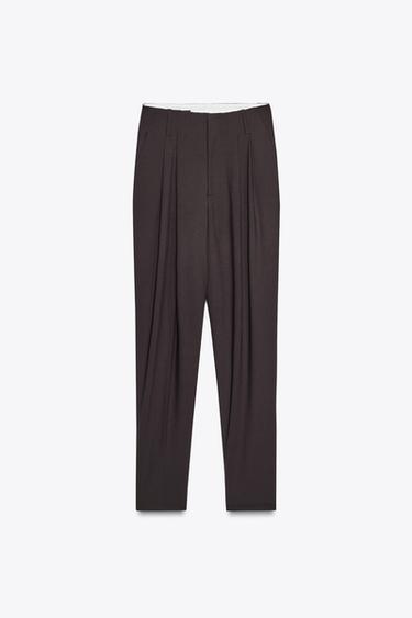 PANTALONI PIEGHE BOTTONE FONDO - Bordeaux scuro di Zara