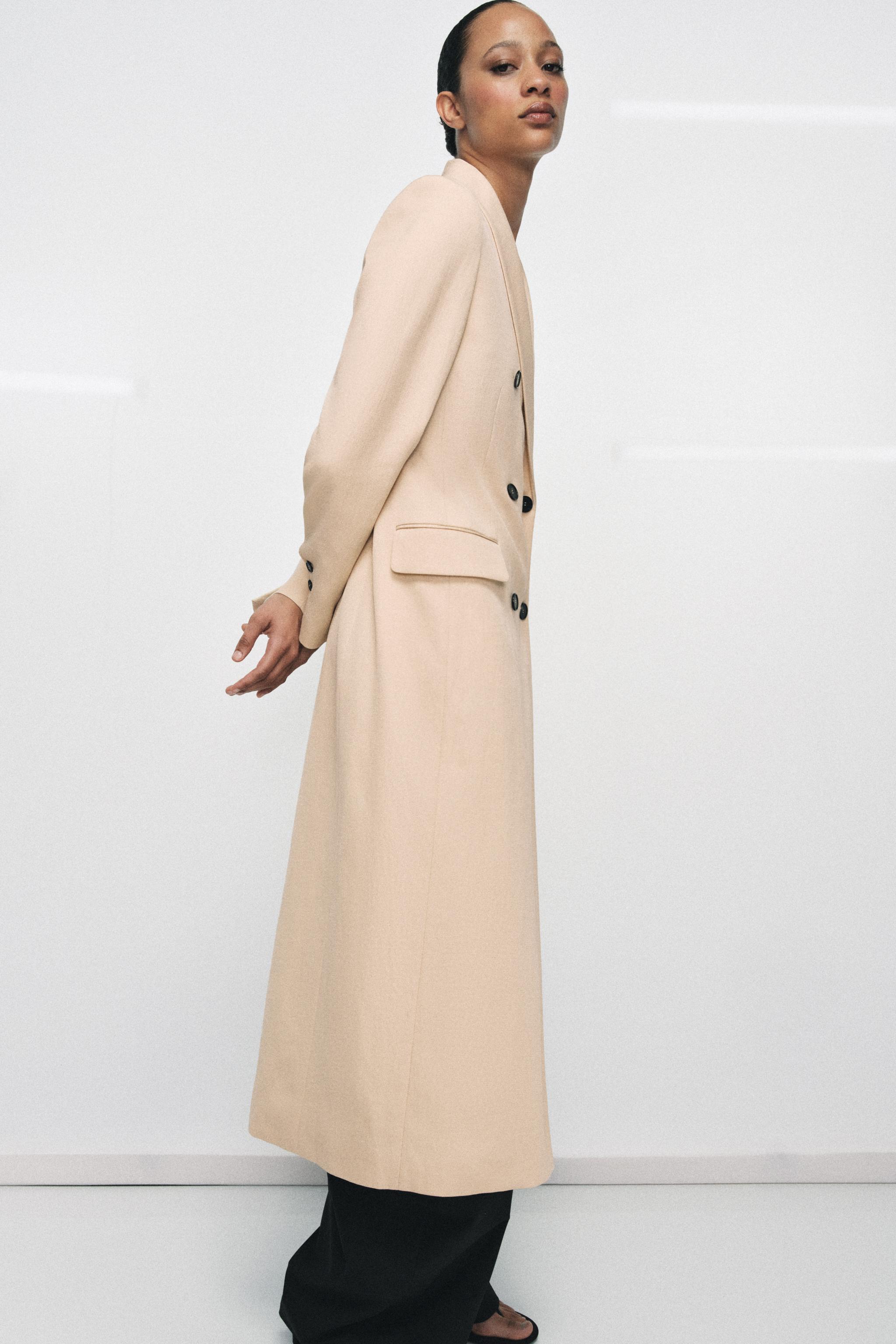 ZW COLLECTION FLOWY DOUBLE-BREASTED COAT
