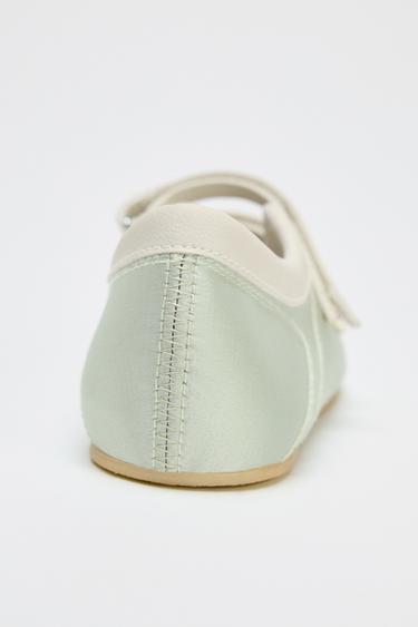BALLERINES SURPIQÛRES EFFET SATINÉ - Vert de Zara - Image 6