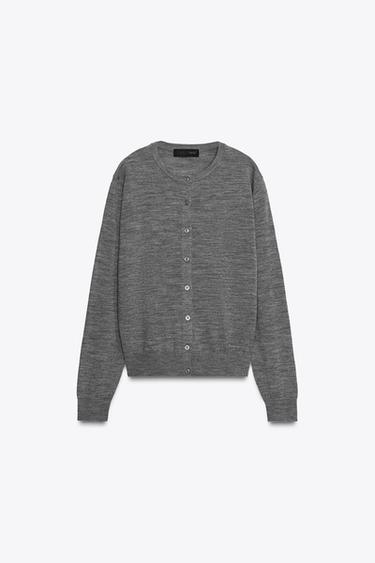 CHAQUETA 100% LANA PUNTO LISO - Gris vigoré de Zara