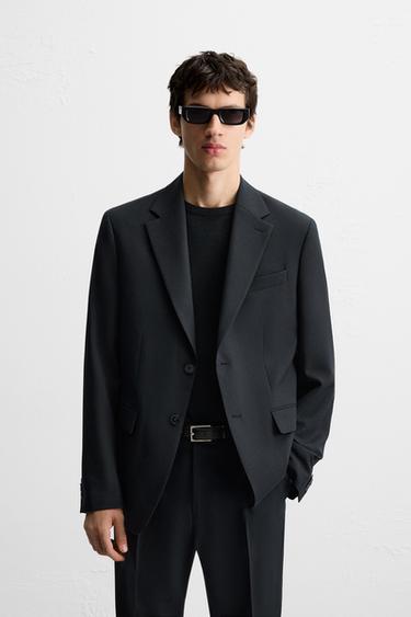 Zara WOOL SUIT BLAZER - Navy blue