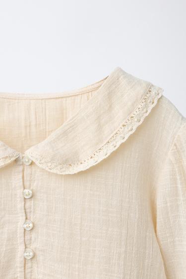 LACE TRIMMED SHIRT - Ecru by Zara - Image 2