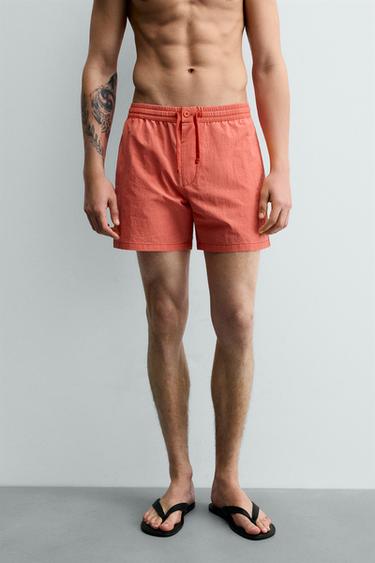 MAILLOT DE BAIN TEXTURÉ MI-LONG - Corail de Zara - Image 2