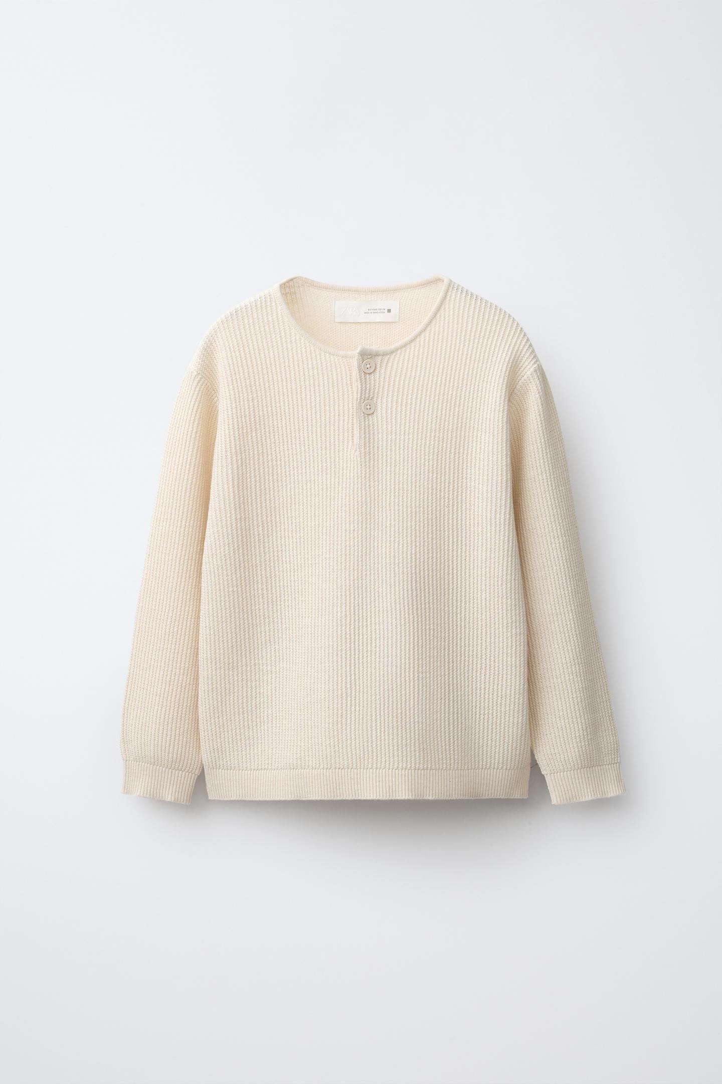 Детский свитер Zara Knit Henley, цвет: Экрю