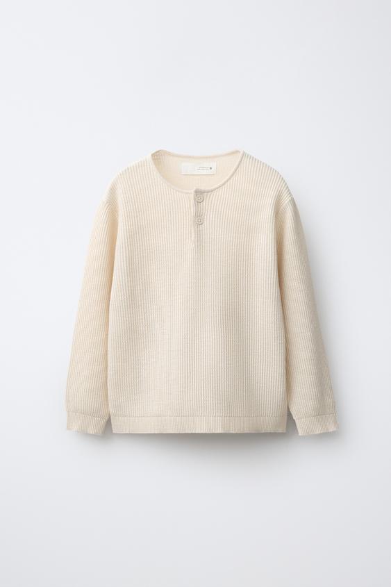 كنزة محبوكة بياقة مستديرة - خَام الخاص بـ Zara - صورة 0