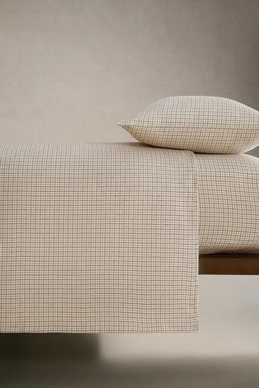 CHECK FLANNEL DUVET COVER - Ecru by Zara - Image 2