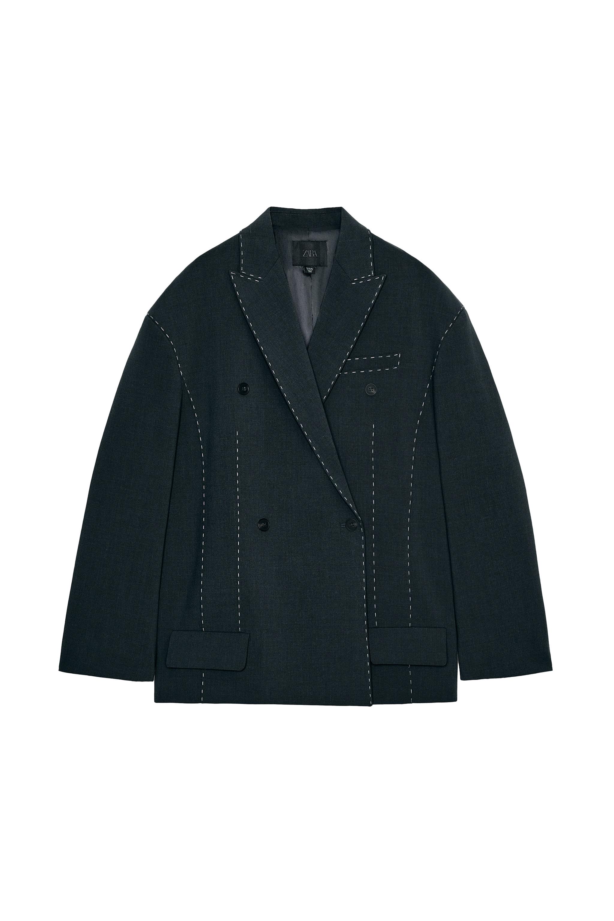 コントラストステッチオーバーサイズブレザー - カーボングレー | ZARA