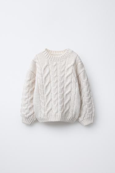CABLE-KNIT SWEATER - Ecru by Zara