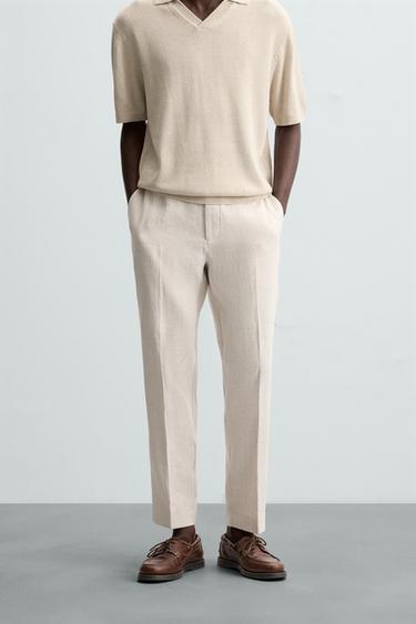 LINEN TROUSERS - Sand by Zara