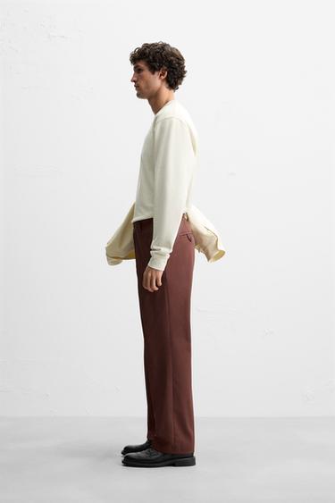 TEXTURED TWILL TROUSERS - Brick by Zara - Image 3