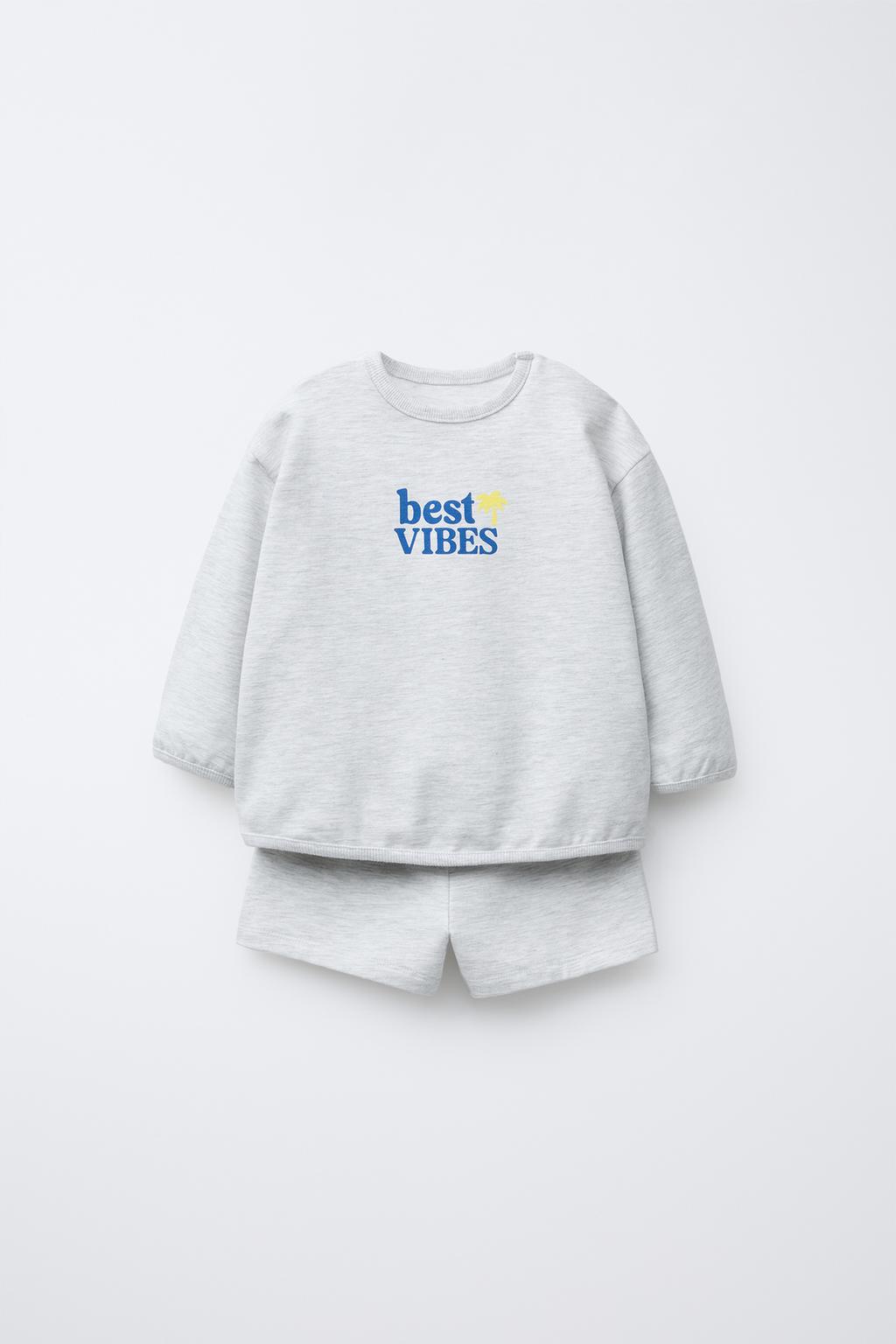 CONJUNTO SUDADERA Y BERMUDA TEXTO