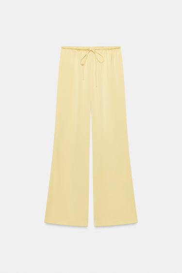 SATIN TROUSERS WITH DRAWSTRINGS - Yellow by Zara - Image 6