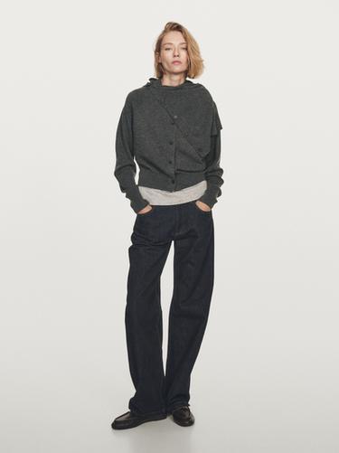 Cárdigan manga larga 100% cashmere - Gris antracita de Zara