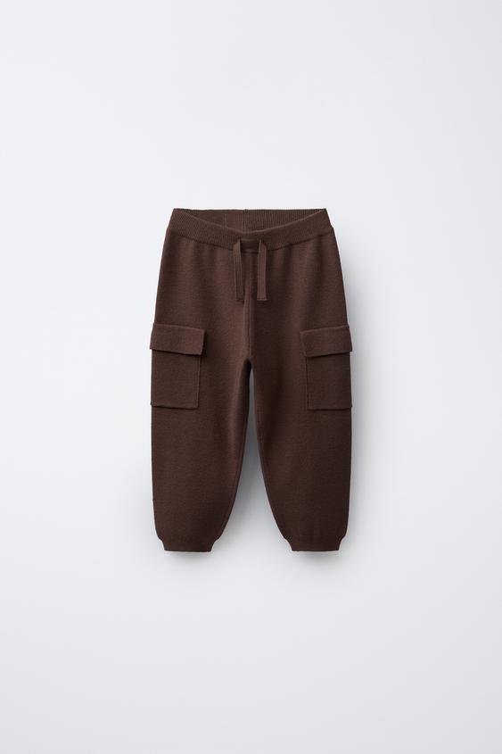 PANTALON JOGGER CARGO EN MAILLE - Marron foncé de Zara - Image 0