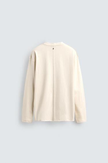 T-SHIRT LOURD À MANCHES LONGUES ET CLOUS - Blanc cassé de Zara - Image 7