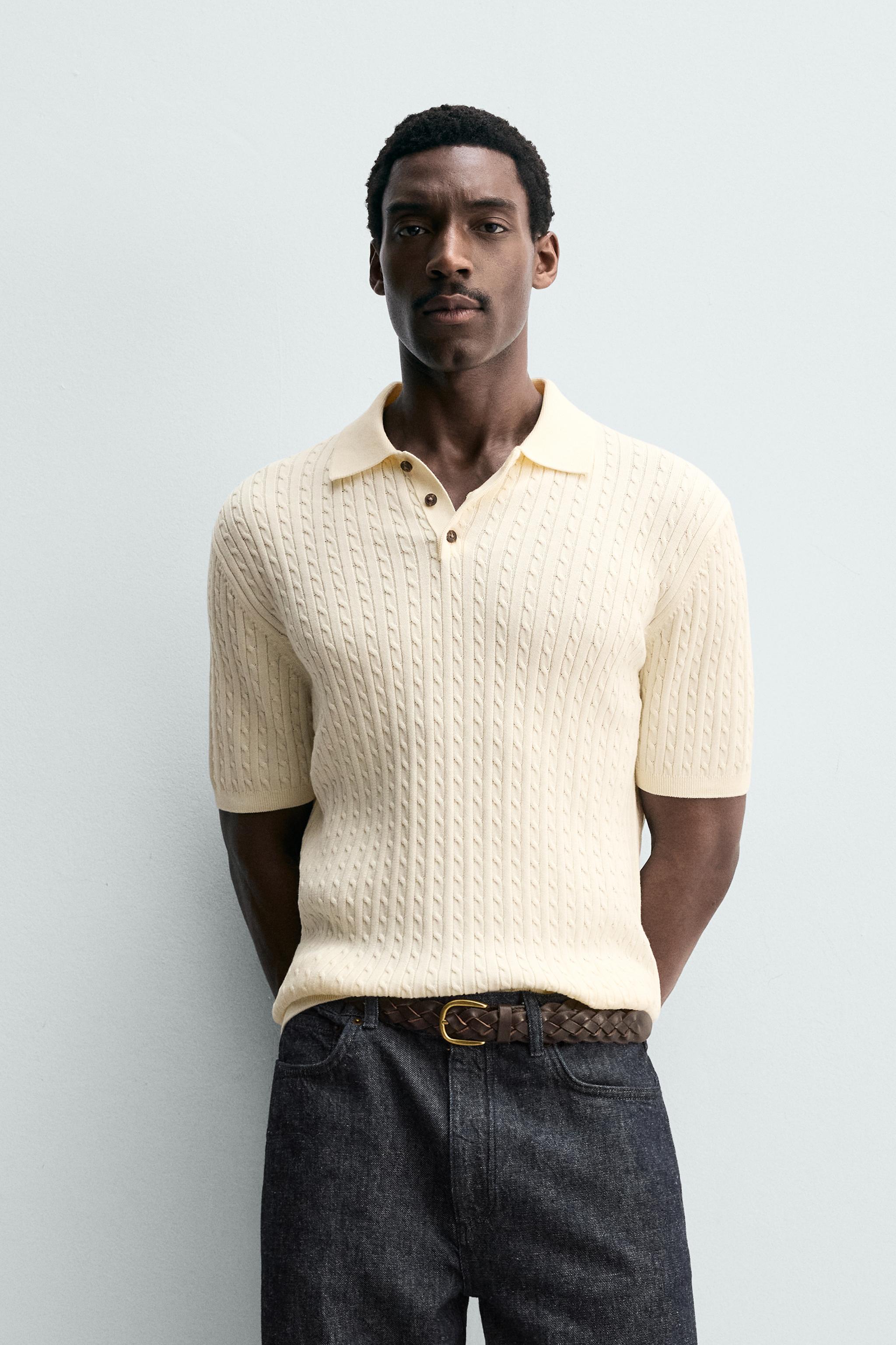 REGULAR FIT KNIT TEXTURED POLO - Navy blue | ZARA United States
