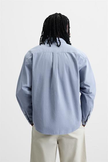 CHEMISE DÉLAVÉE RELAXED FIT - Bleu roi de Zara - Image 2