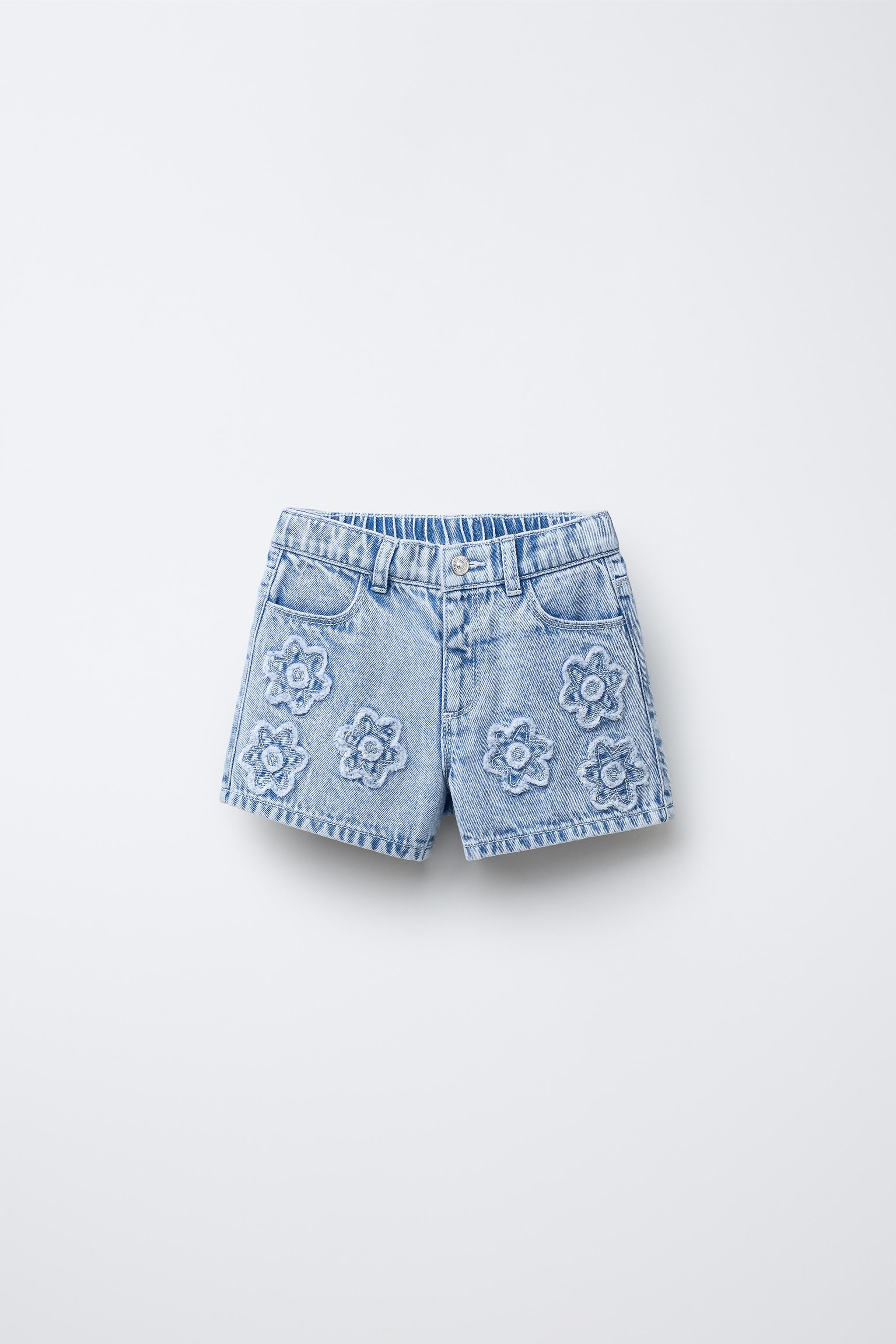 kid-r 花 FLORAL DENIM SHORTS - Blue | ZARA United States