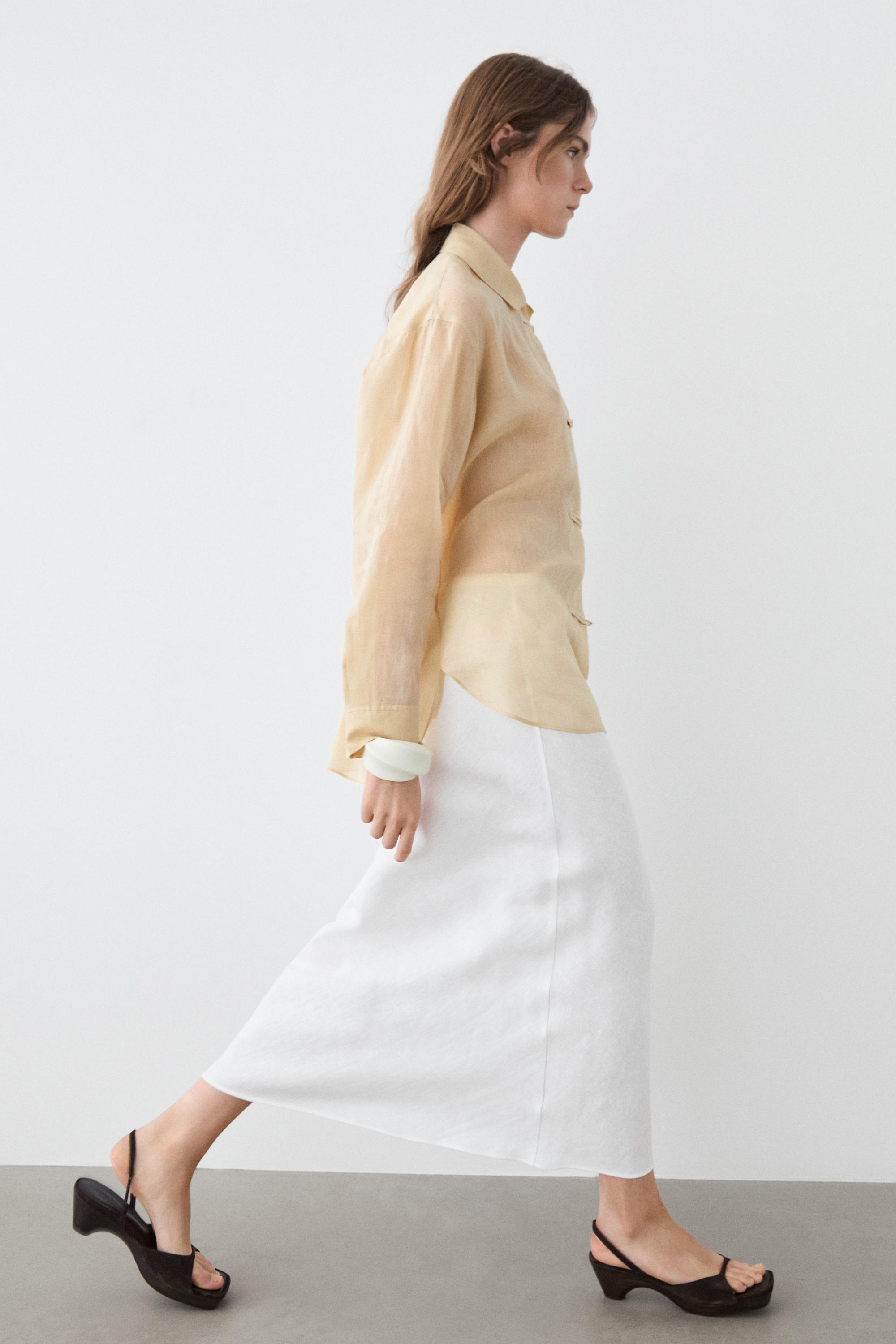 Flowing total look 100% ramie shirt