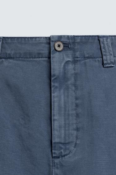 PANTALON CHINO STRAIGHT FIT DÉLAVÉ - Bleu de Zara - Image 8