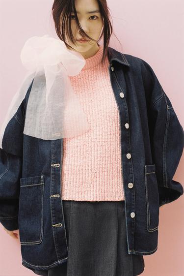 TRF OVERSIZE DENIM OVERSHIRT - Dark indigo by Zara