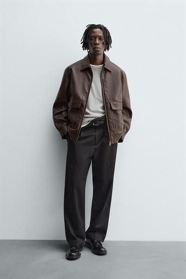 SOBRECAMISA EFECTO PIEL - Marrón de Zara - Imagen 0