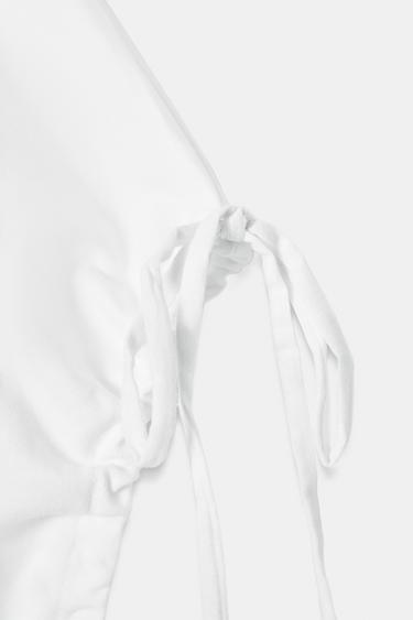 COTTON T-SHIRT WITH TIES - White by Zara - Image 6