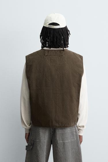 GILET MATELASSÉ SURPIQÛRES - Marron de Zara - Image 2