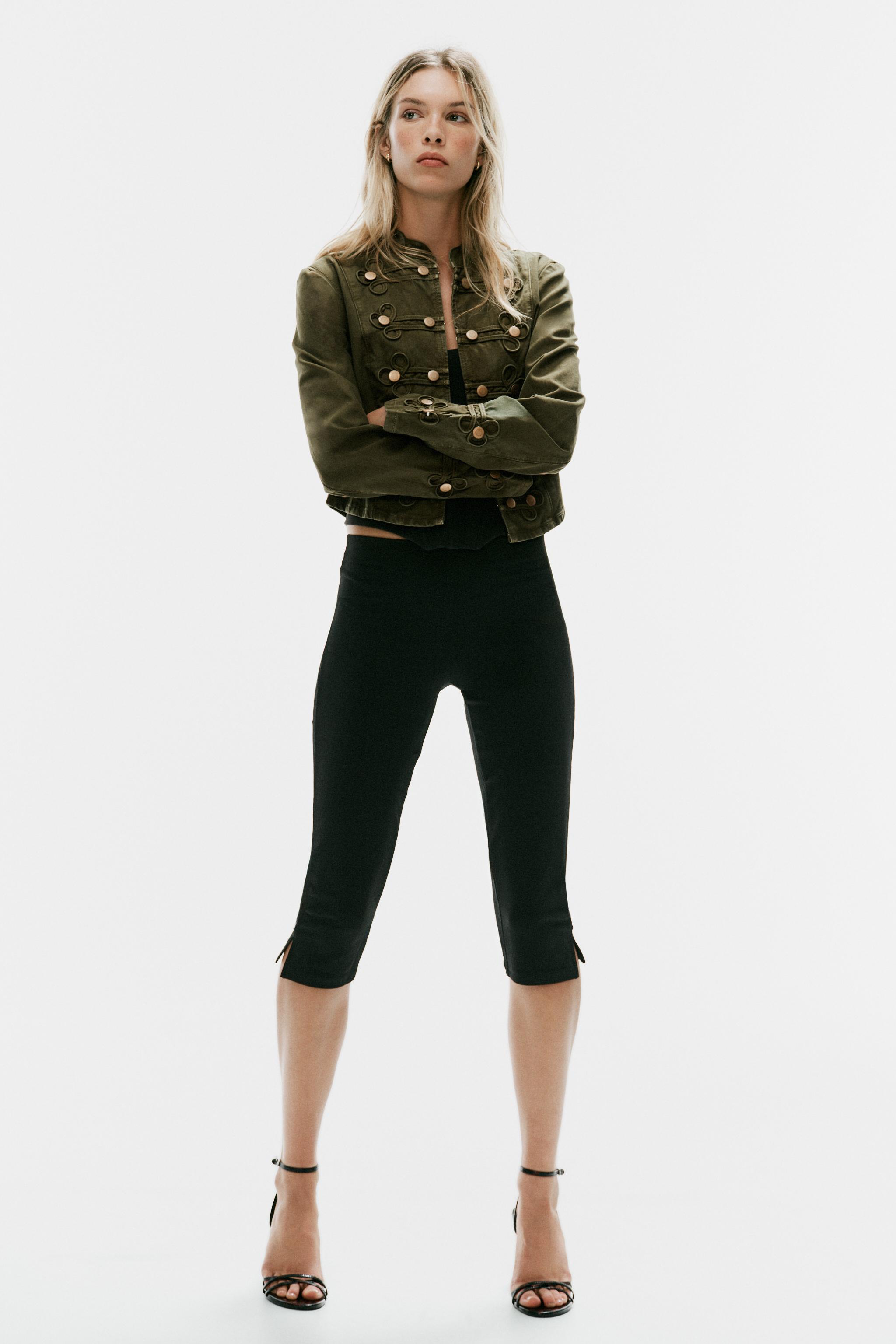 TRF DENIM BUTTON JACKET — Dark khaki