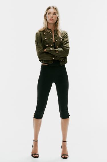 CHAQUETA DENIM TRF BOTONES - Khaki oscuro de Zara