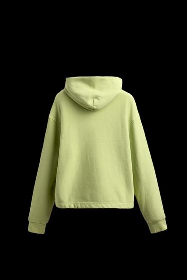 Zara WASHED EFFECT HOODIE SWEATSHIRT - Pistachio green