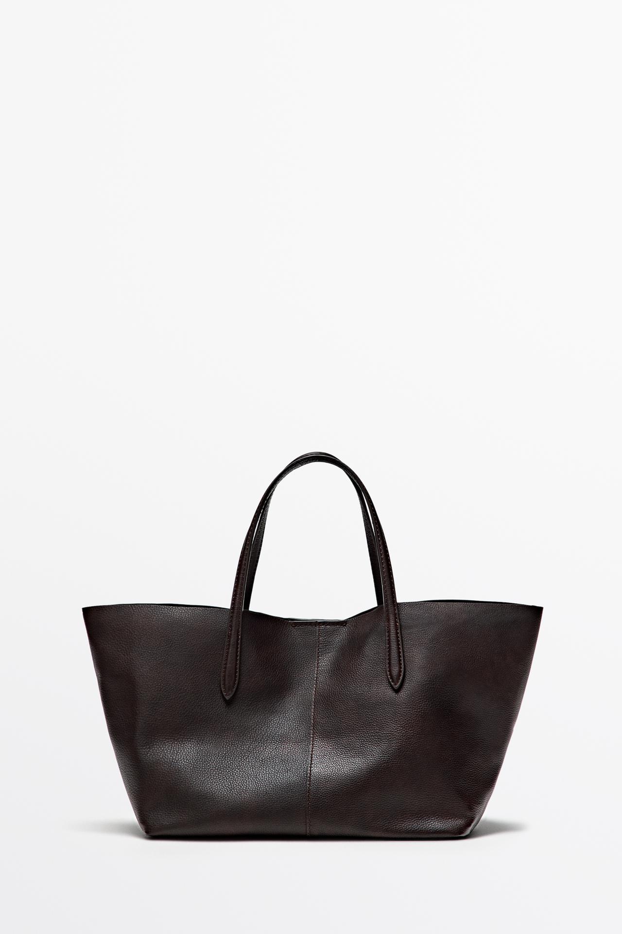 Medium nappa leather tote bag — Brown