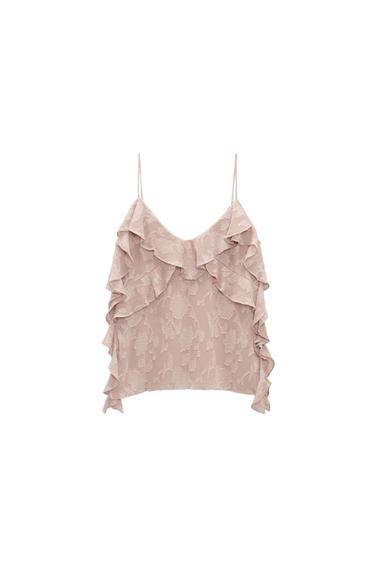JACQUARD FRILLED TOP