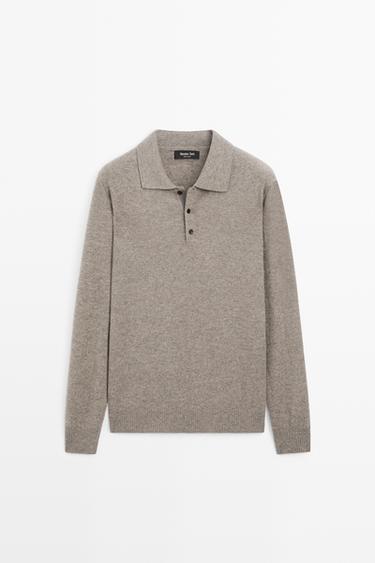 Wool blend polo sweater — Bone 1