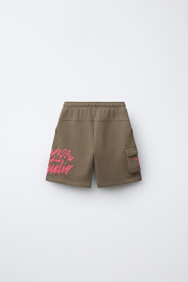 GRAFFITI POCKET BERMUDA SHORTS - Brown by Zara - Image 1