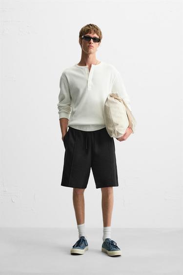 RELAXED FIT JOGGER BERMUDA SHORTS - Black by Zara - Image 0