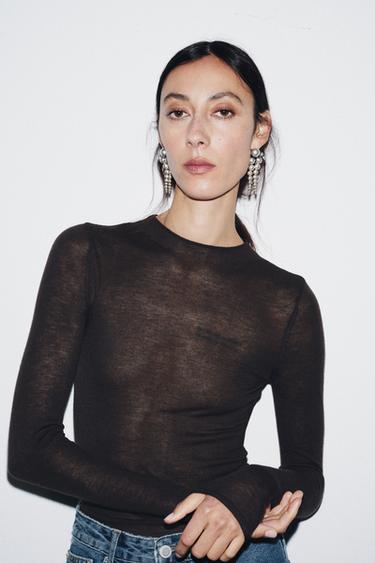 TOP LAINE ET SOIE EXTRA-FIN - Marron de Zara